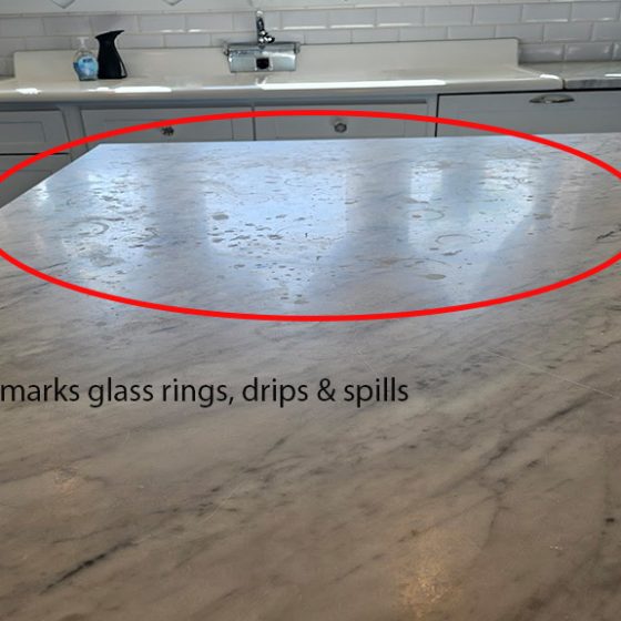 Marble kitchen island etch marks Cape May