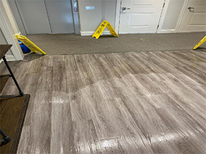 Half cleaned dirty LVP flooring