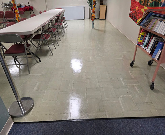 VCT asbestos tile shine restored after stripped & waxed