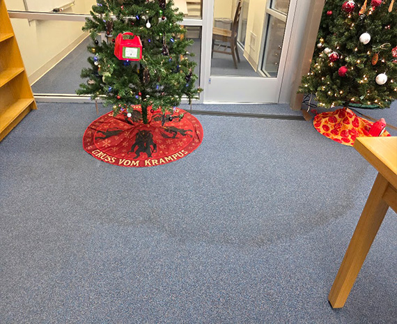 water spill library carpet