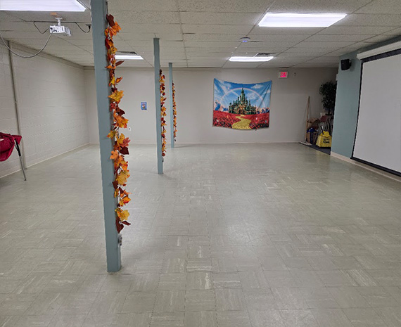 VCT library basement floor before the floor stripping
