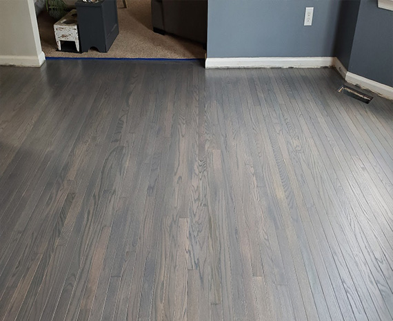 gray hardwood stained floor