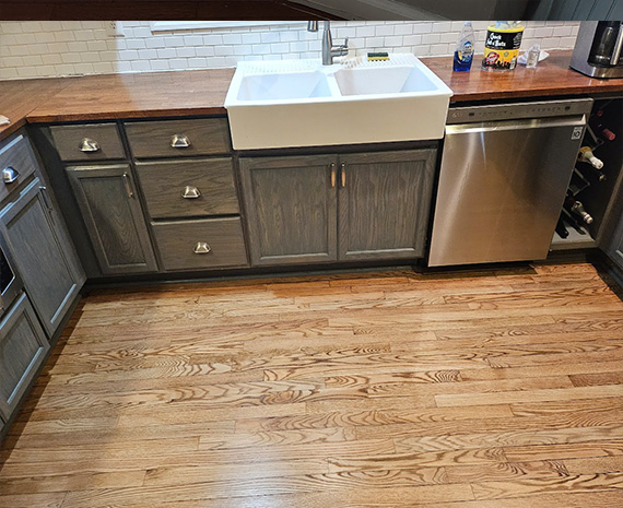 Red oak kitchen floors refinished