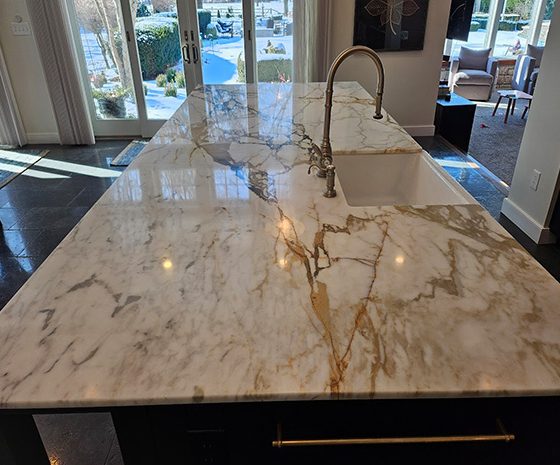 Polished marble island in Moorestown