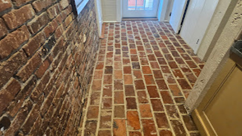 Professionally cleaned brick floor in Moorestown