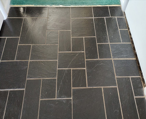 Slate floor finish needs stripped