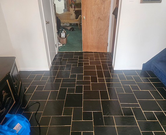 Shine is restored to slate foyer floor