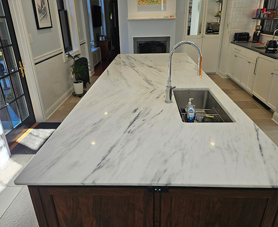 Marble polished kitchen island