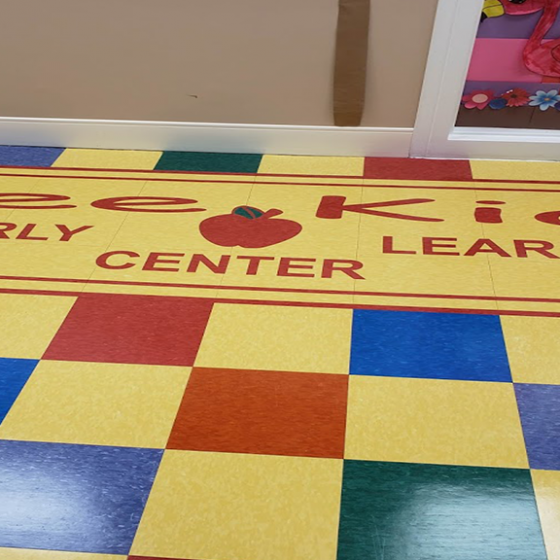 VCT, vinyl composite tile refinished and shined