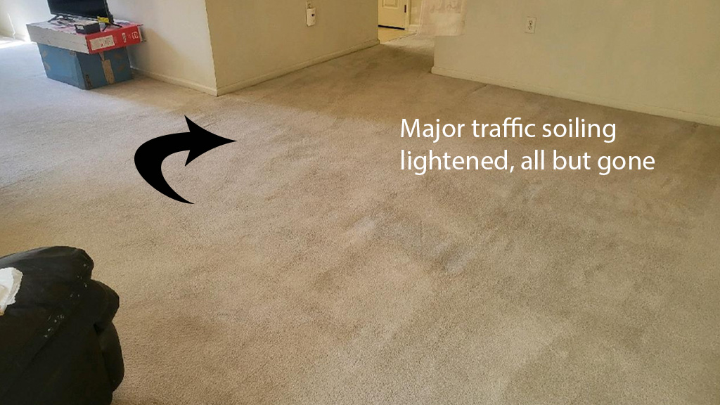 Carpet soiling in traffic lane area lighted with RX-20