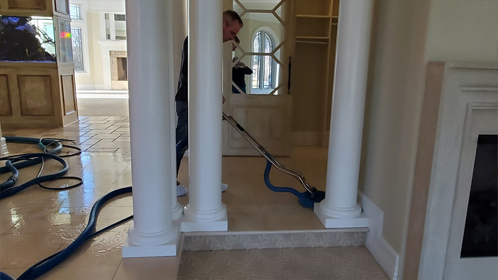 Steam cleaning marble floor