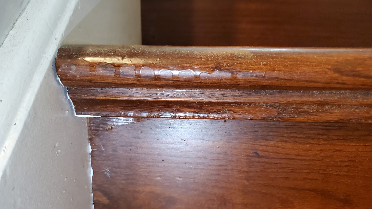 polyurethane drips and sanding matter in finish on red oak stairs