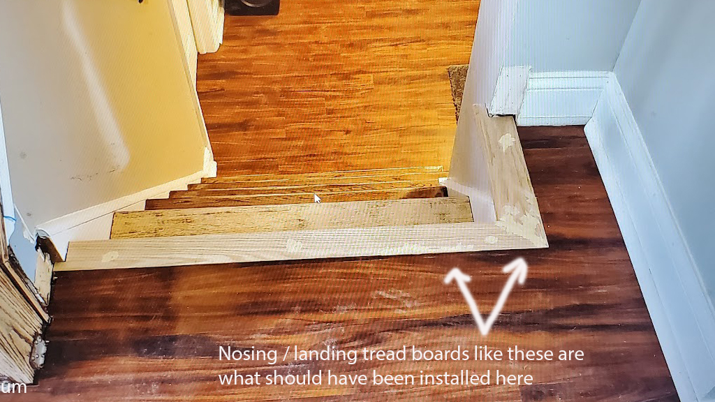 Stair nosing replaces random boards inappropriately installed