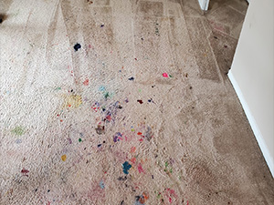 artist paints on carpet, acrylic paint on carpet