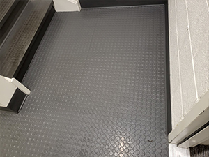 rubber studded floor steam cleaned