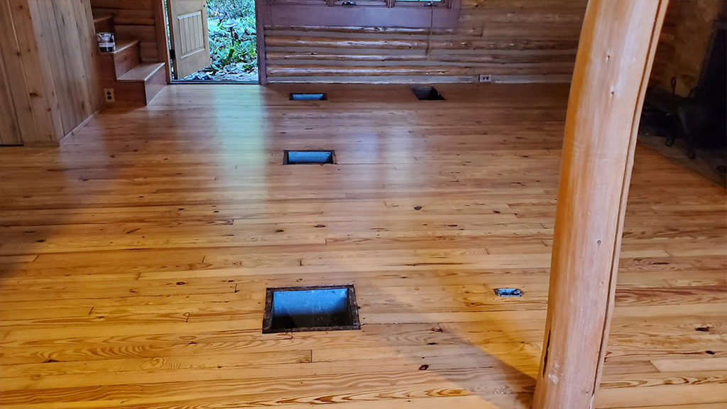 Freshly finished pine floor in Medford Lakes
