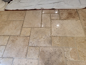 Medford dirty travertine grout