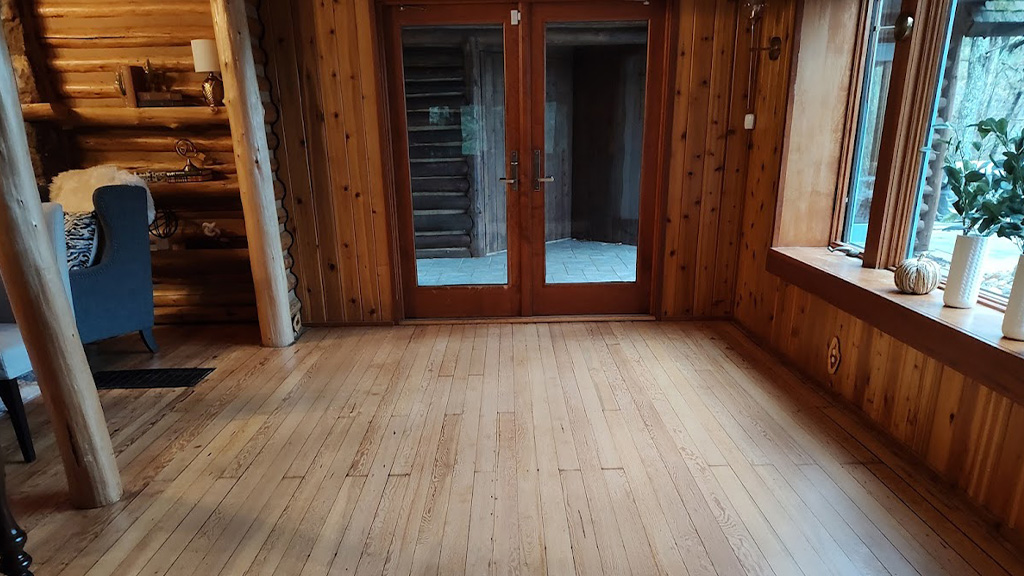 Medford Lakes Cabin Pine Floor refinished