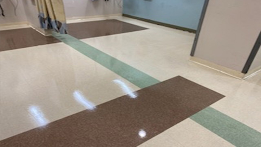 VCT hospital ER floor cleaned and shined