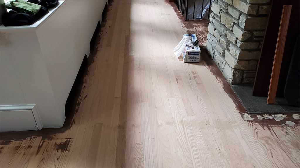 hallway bad stain removed from red oak hardwood floor in yardley