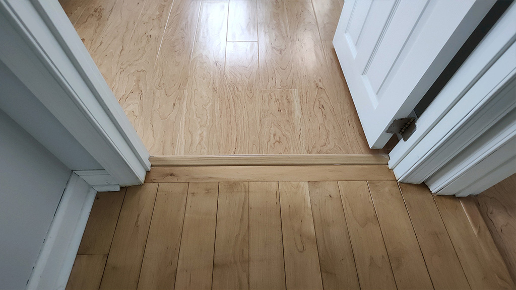 color match refinished maple hardwood to engineered wood