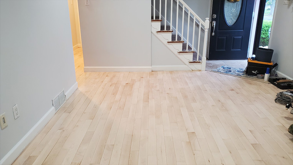 sanded maple living room floor in somerdale