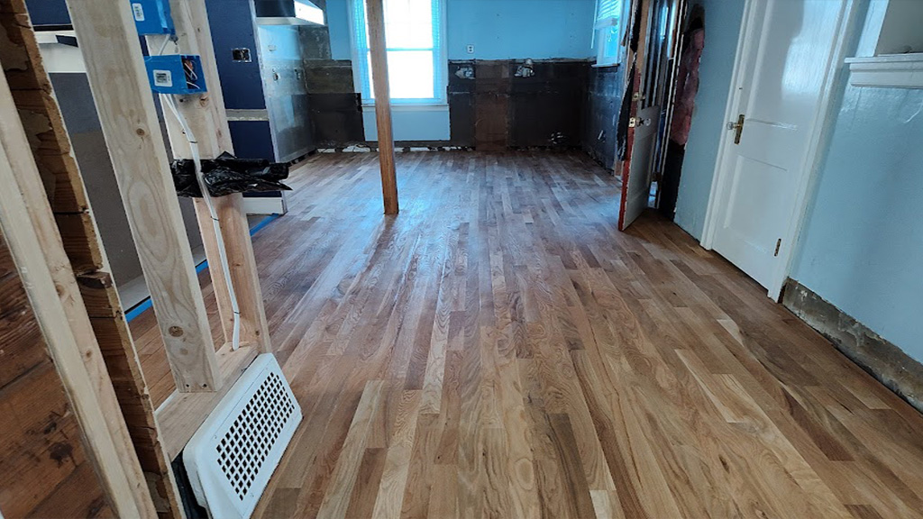 white oak hardwood installed and stained