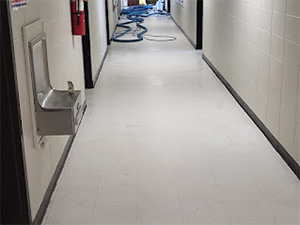 Haddonfield VCT preschool hallway before waxing