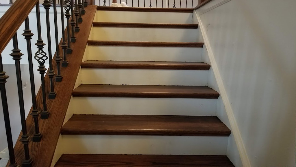 upper stair treads stained