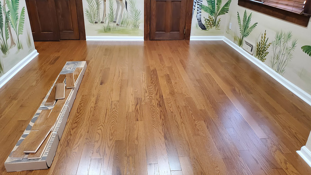 Cherry hill pre-finished hardwood installed in child's bedroom