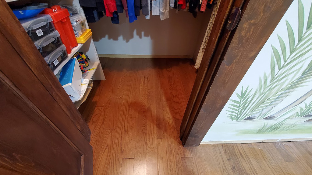 cherry hill pre-finished wood installed in closet