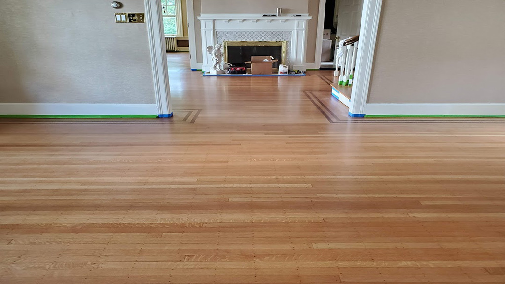 amber aged finish removed on vintage red oak floor riverton nj