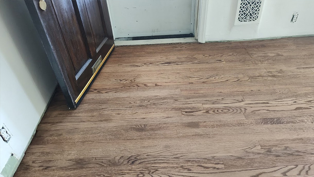 Adhesive removed on wood floor