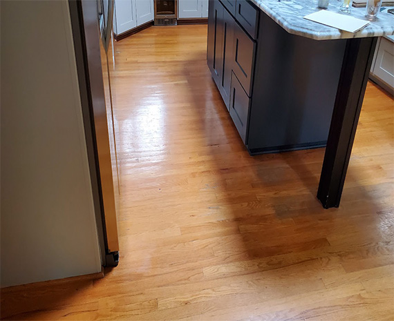 Shamong kitchen before refinishing wood floors