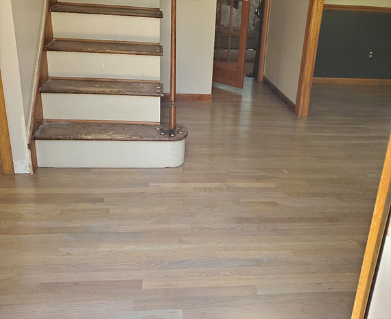 Shamong entry wood floor stained classic gray & finished