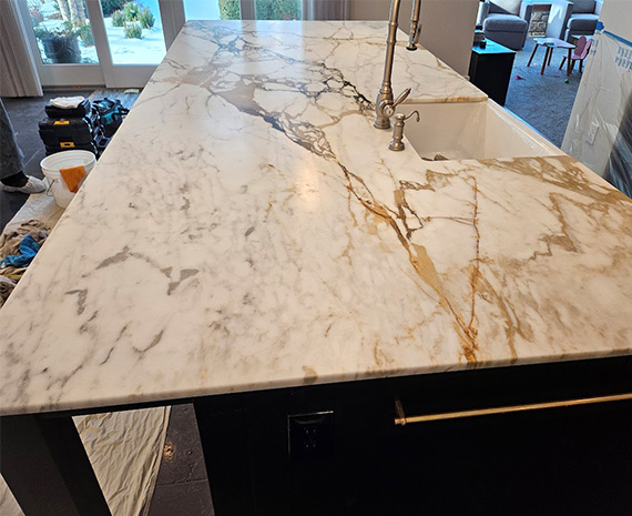 Moorestown marble counter before polishing