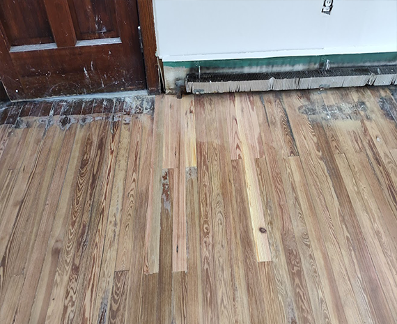 removed pipe holes in vintage pine floor