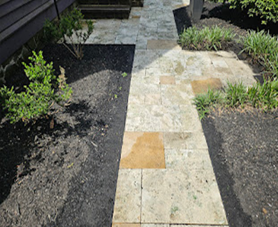 exterior travertine professionally cleaned