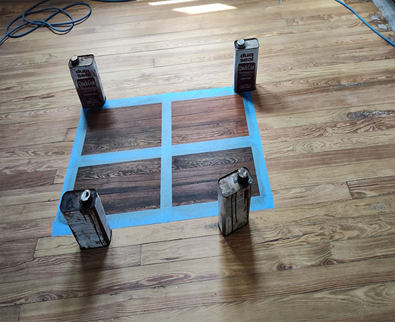 stain samples down to match existing dark trim 570 x 465