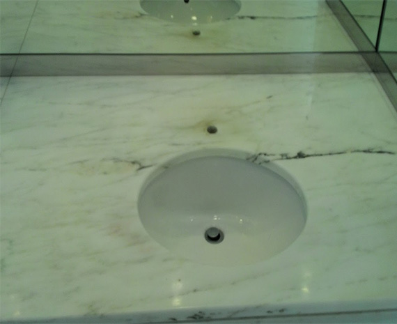 Master vanity during marble restoration procedures