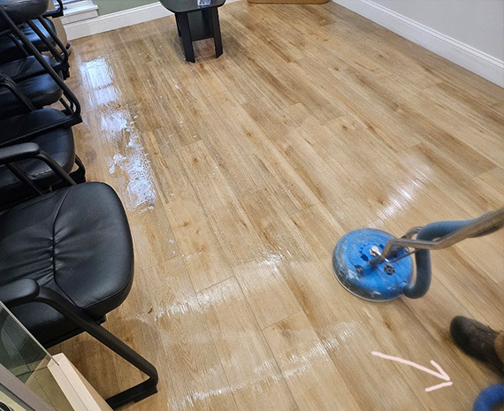 Podiatry LVP floor restoration cleaning & speed drying during