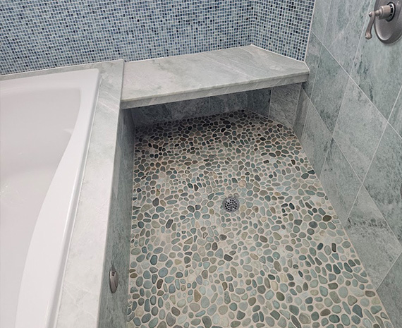 bench in stone harbor master spa bath