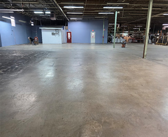 steam cleaned concrete floor