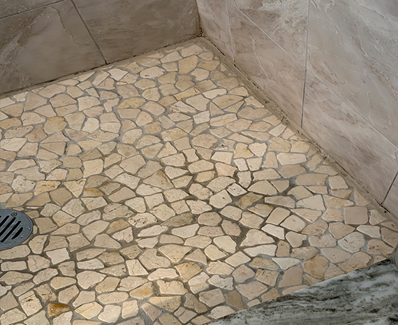 dirty mortar in shower