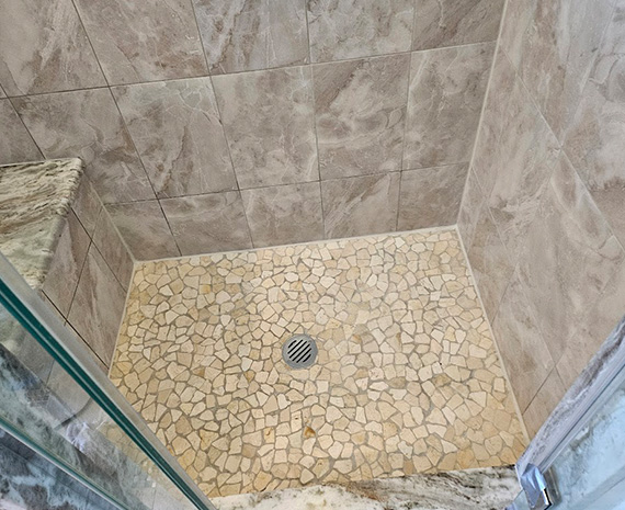 restored mortared shower pan
