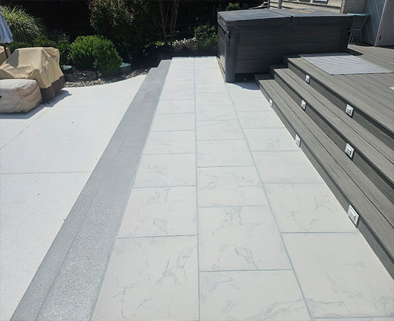 grout repairs done on patio porcelain decking