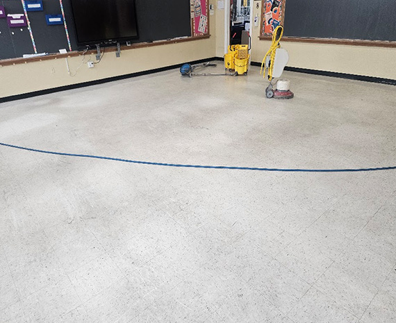 Key equipment before VCT strip & rewax job Merchantville NJ