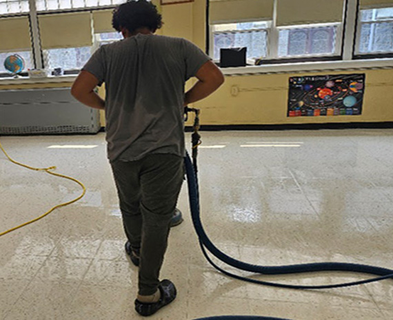 Hot water- pressurized steam rinsing Merchantville Catholic School