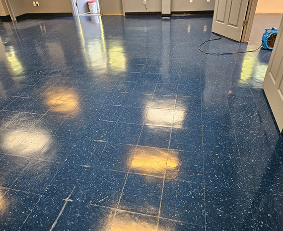VCT scratches gone, floor shined