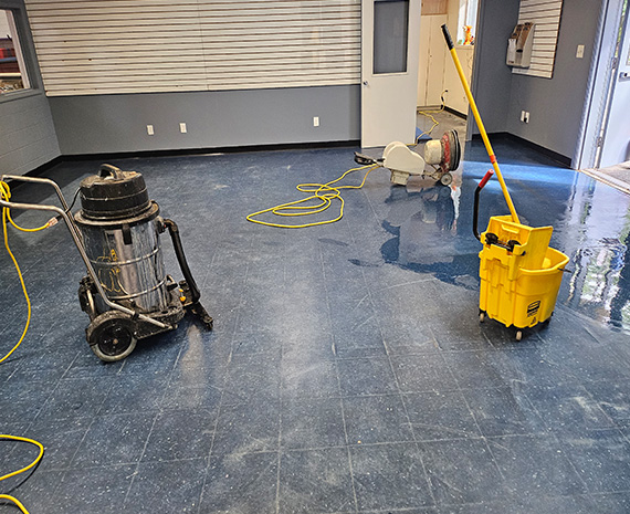 VCT floor in Bayville during the stripping